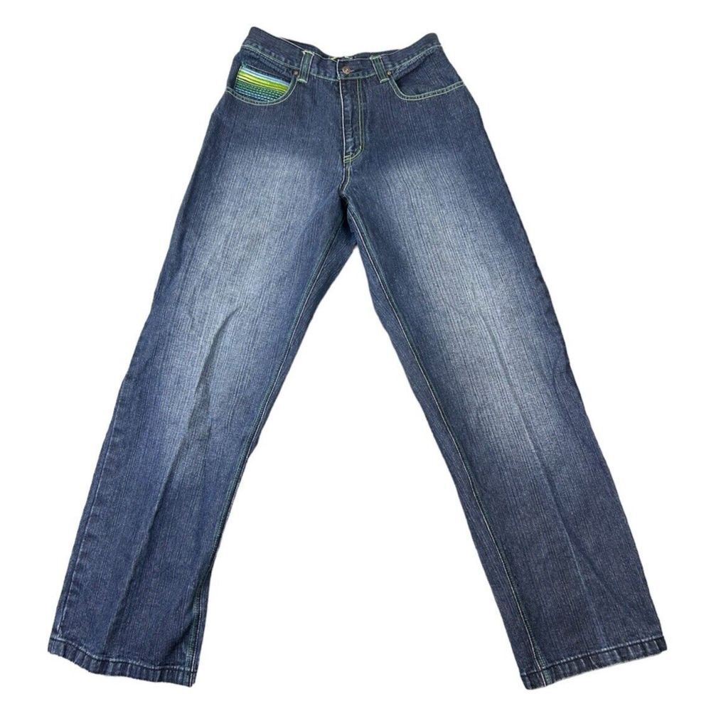 Southpole Jeans Mens 32x33 Blue Baggy Distressed Y2K Wide Leg Streetwear Hip Hop